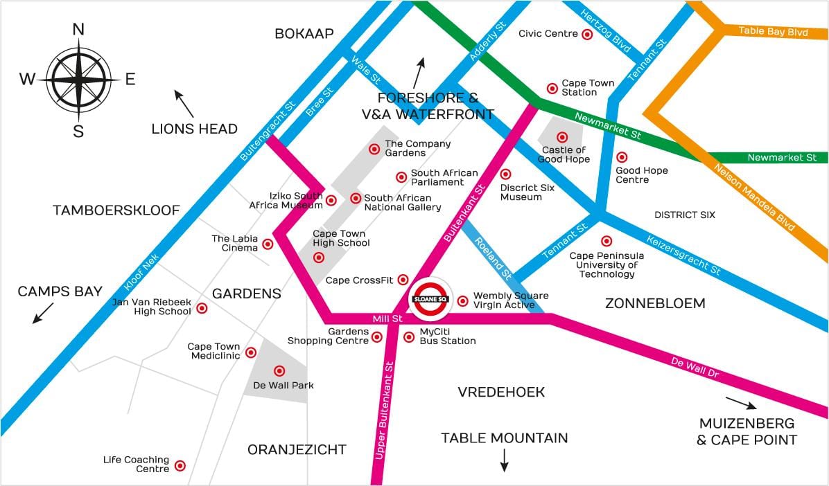 mapa de buitenkant carrer Ciutat del Cap