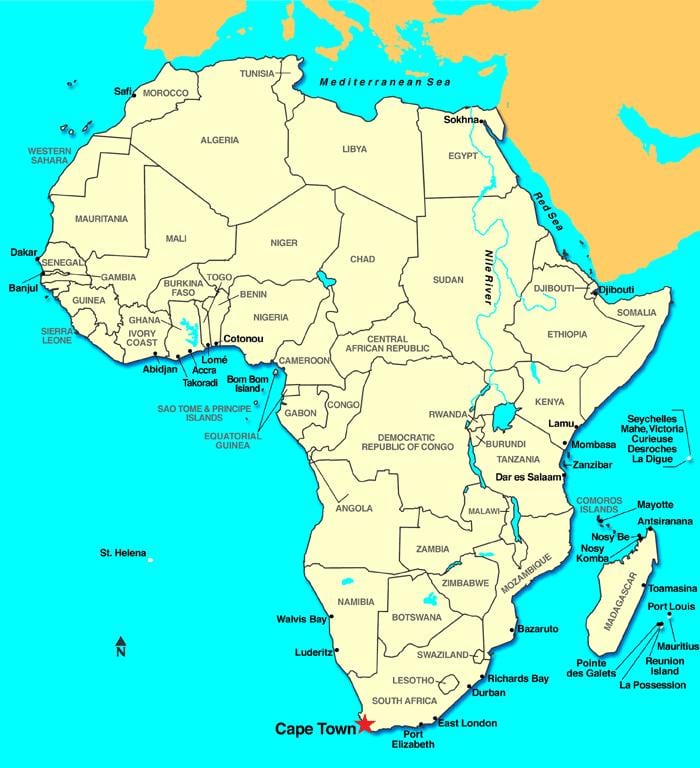 cap de l'àfrica mapa