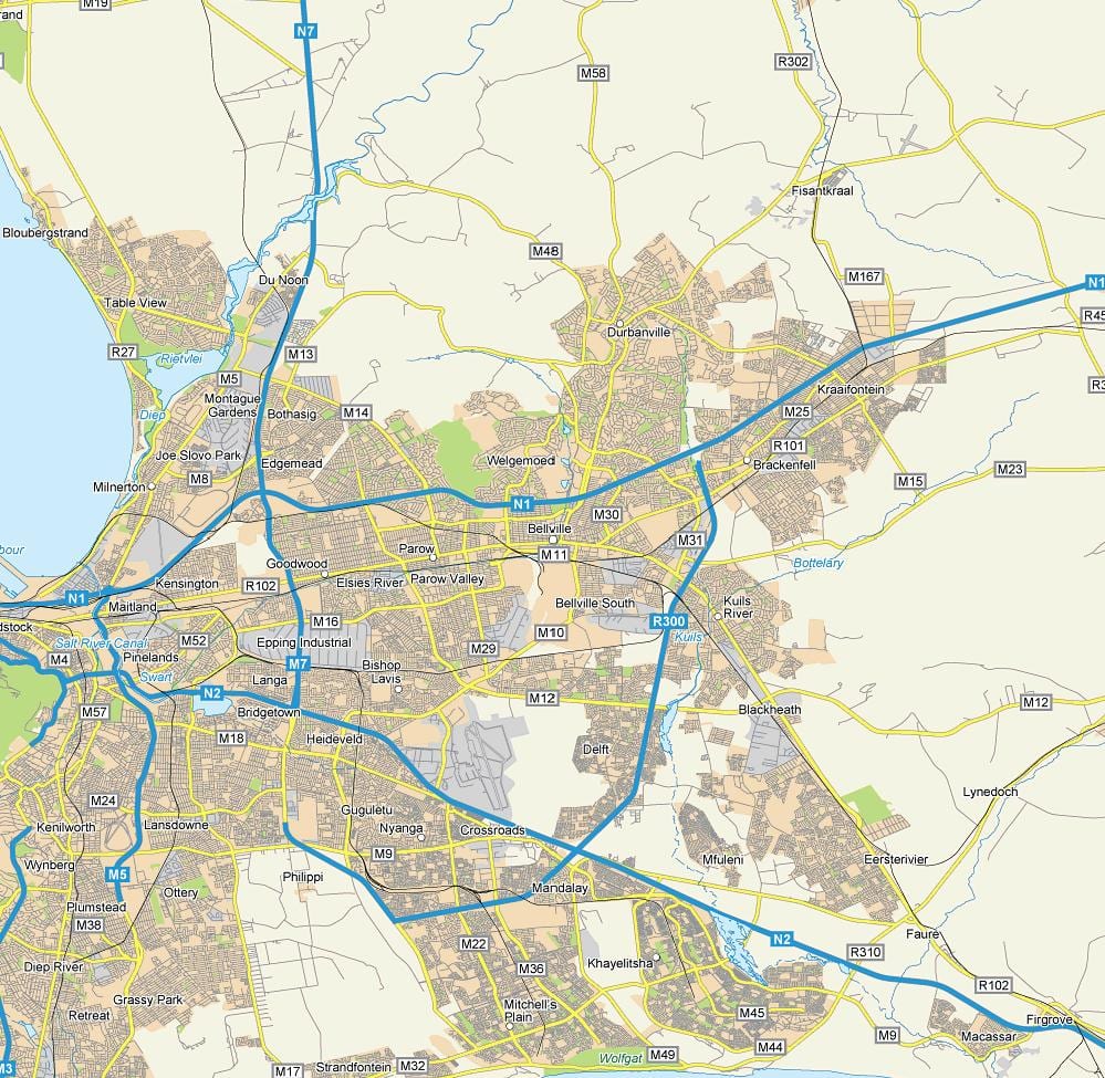 el mapa dels carrers de bellville Ciutat del Cap