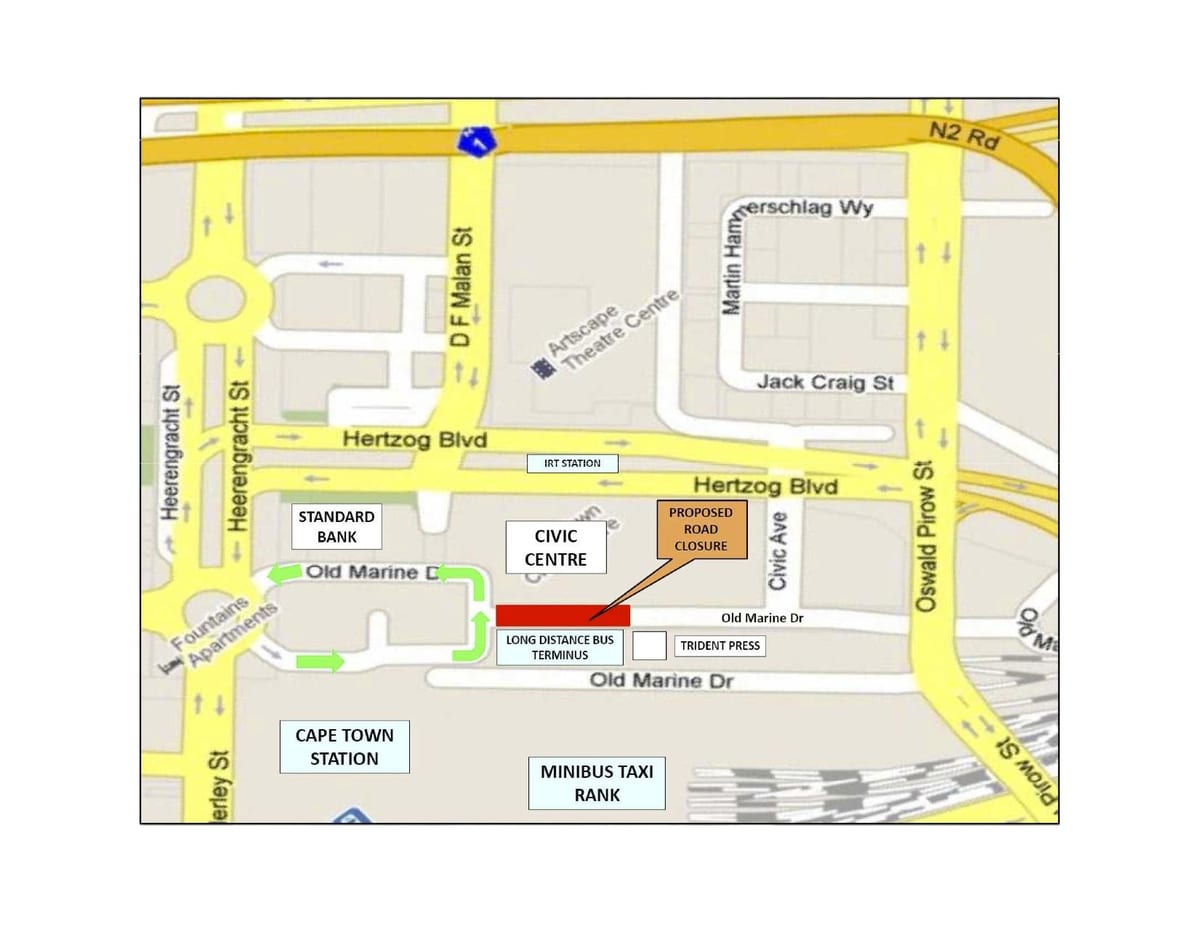 mapa de Cape Town centre cívic