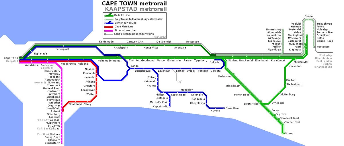 Ciutat del cap tren mapa