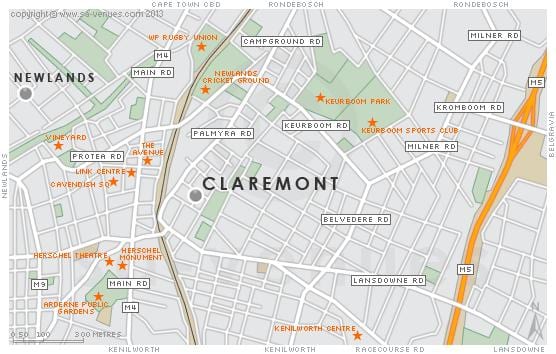 mapa claremont Ciutat del Cap
