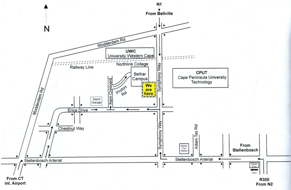 mapa de cput Ciutat del Cap del campus