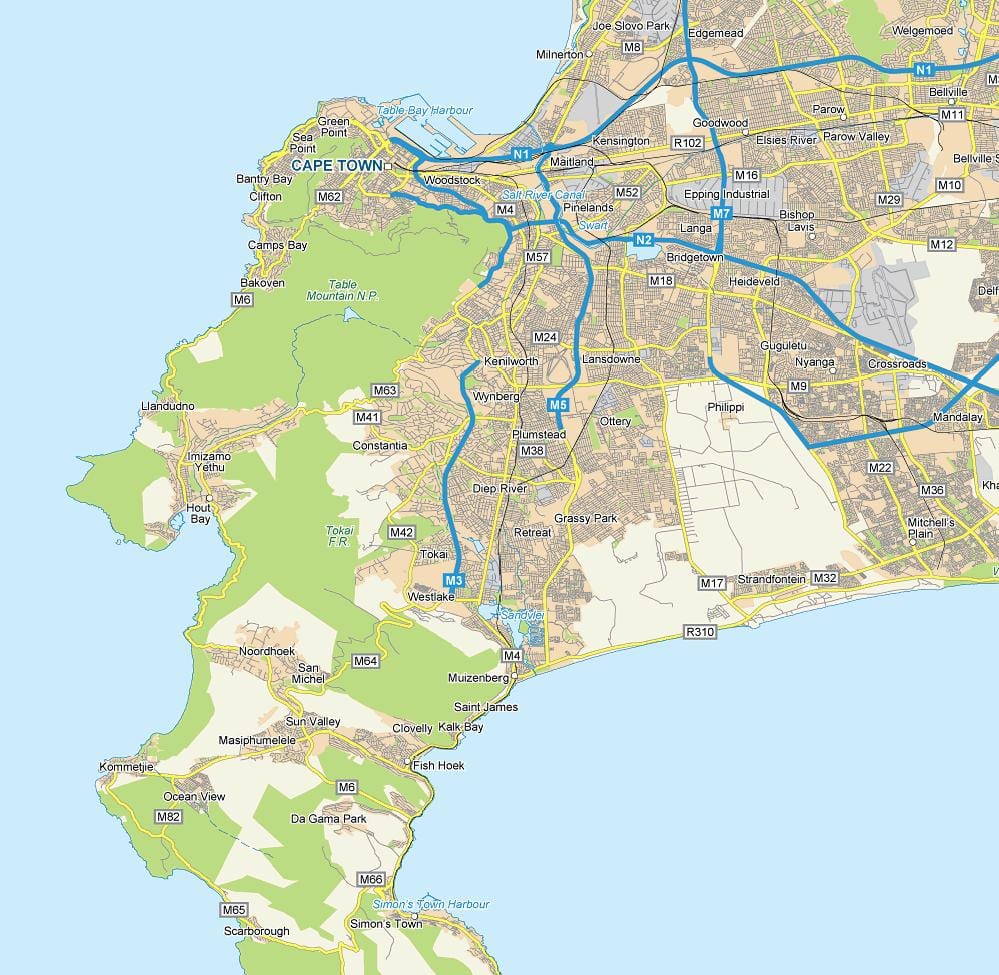 mapa de diep riu Ciutat del Cap