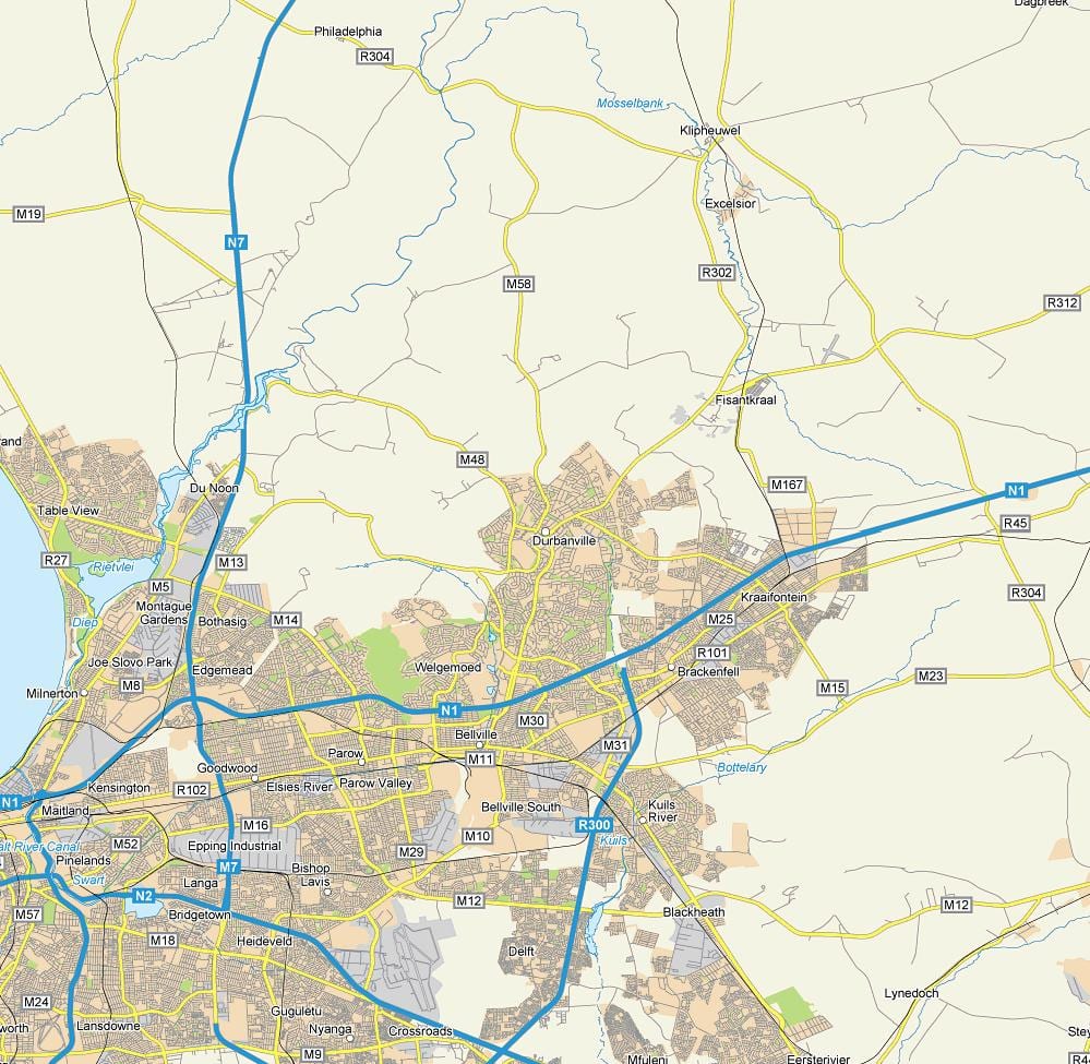 mapa de durbanville suburbis