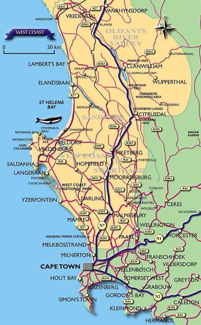 mapa de costes de Ciutat del Cap