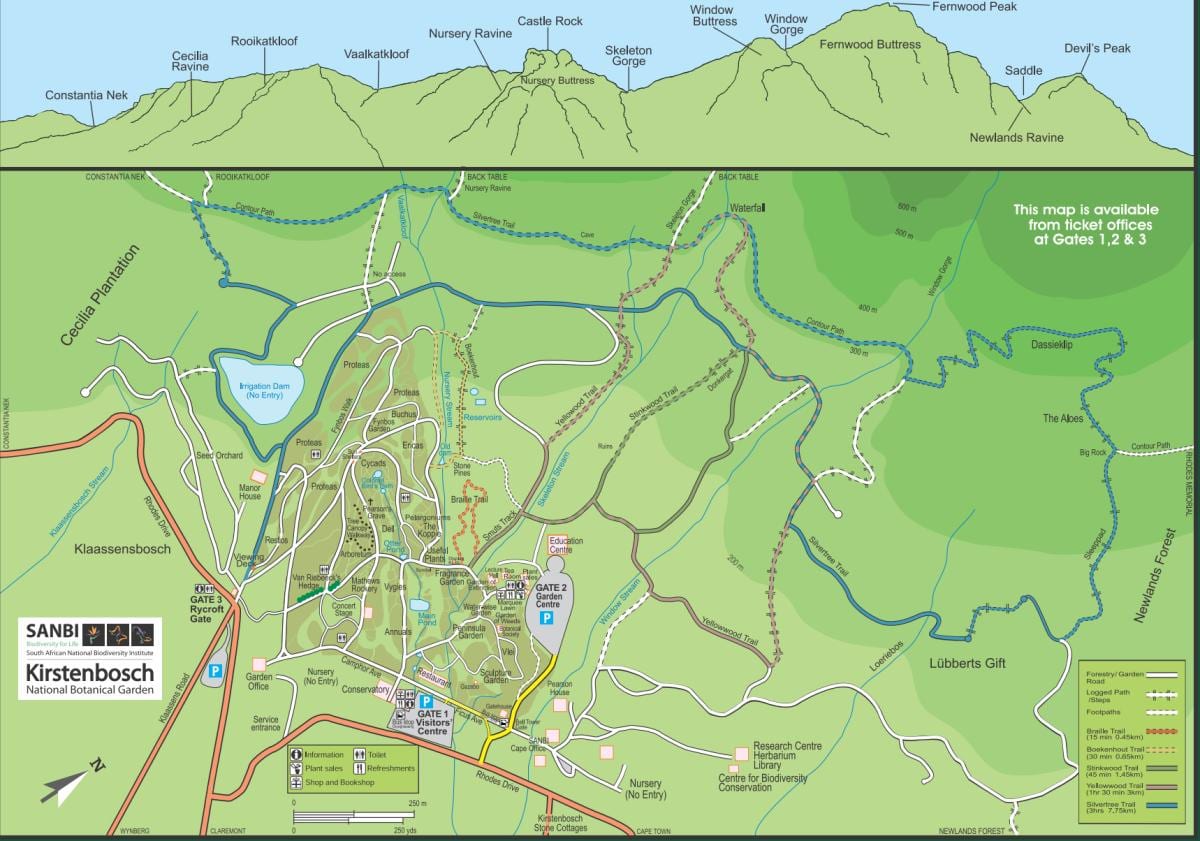 jardí botànic de kirstenbosch mapa