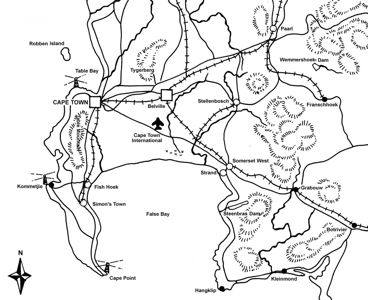 mapa de dibuix de mapa de Ciutat del Cap