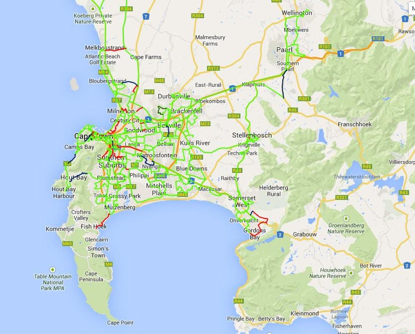 mapa de fibra mapa de Ciutat del Cap