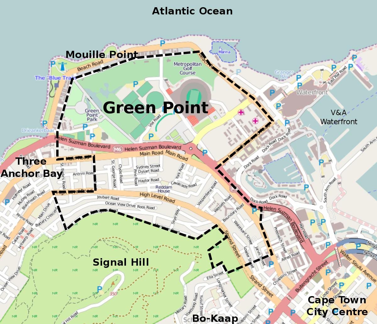 punt verd de Ciutat del Cap mapa