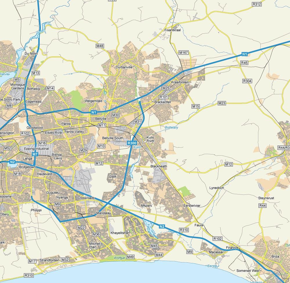 mapa de kuilsriver Ciutat del Cap