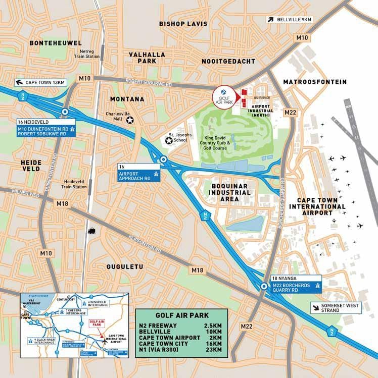 mapa de l'aeroport de industria Ciutat del Cap