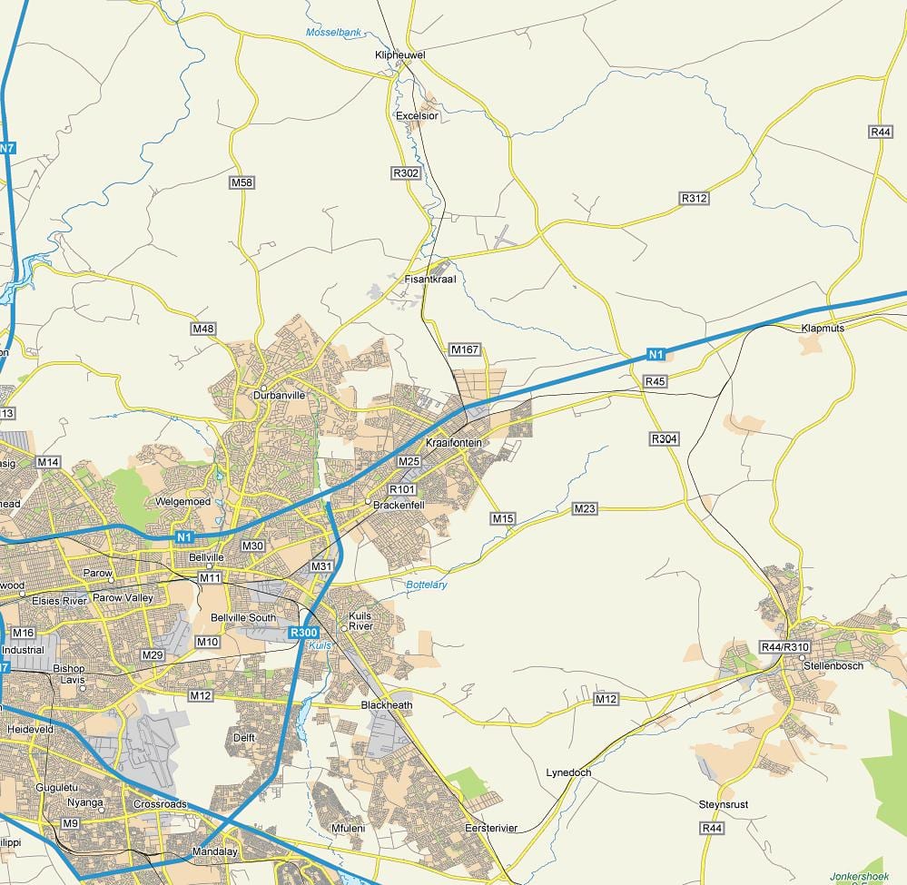 mapa de kraaifontein Ciutat del Cap