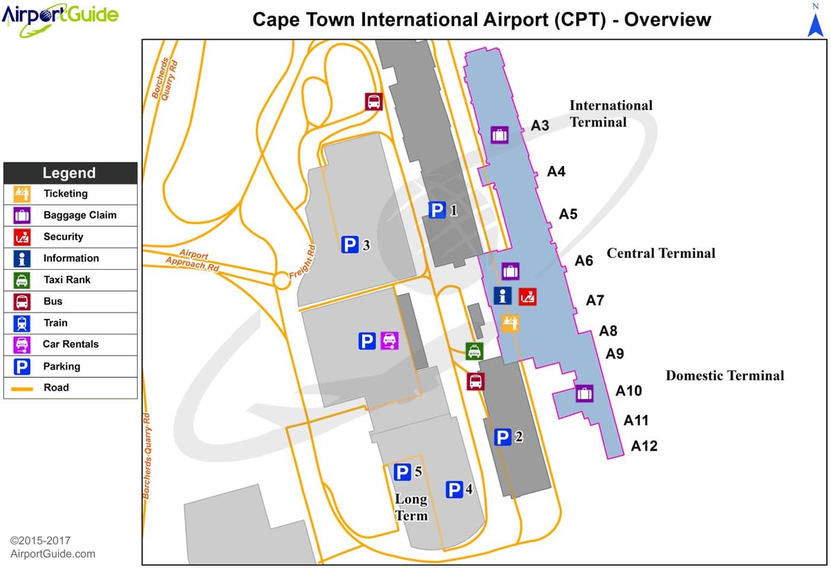 Ciutat del cap a l'aeroport internacional mapa