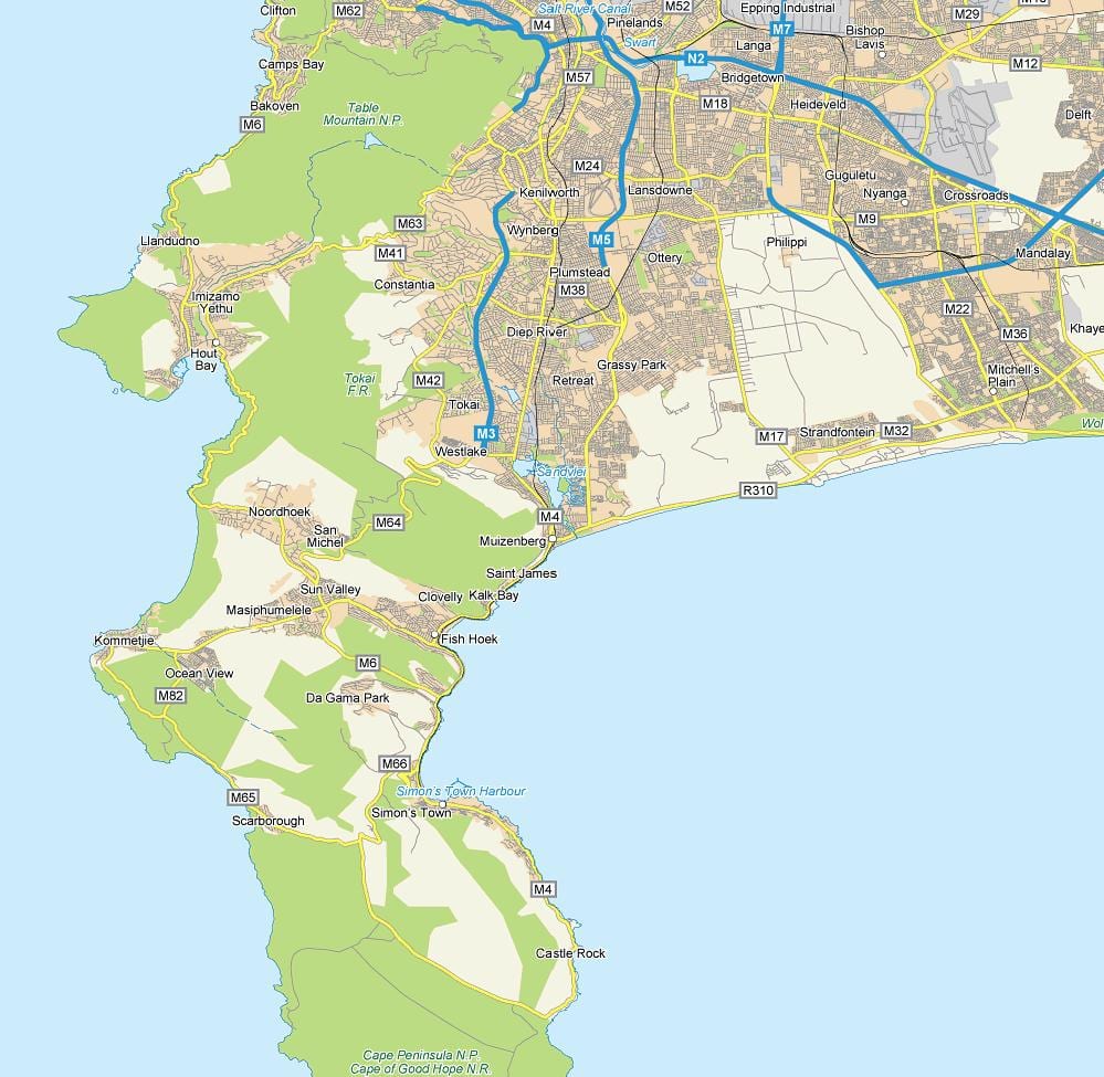 mapa de muizenberg Ciutat del Cap