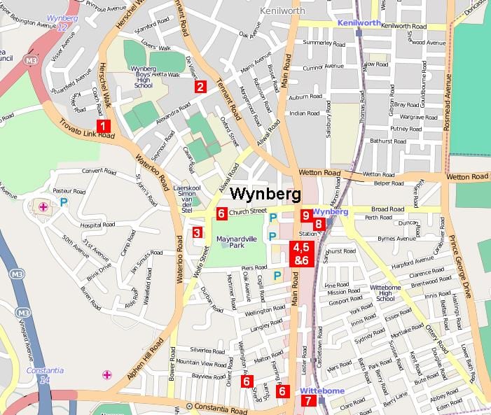  mapa de wynberg Ciutat del Cap