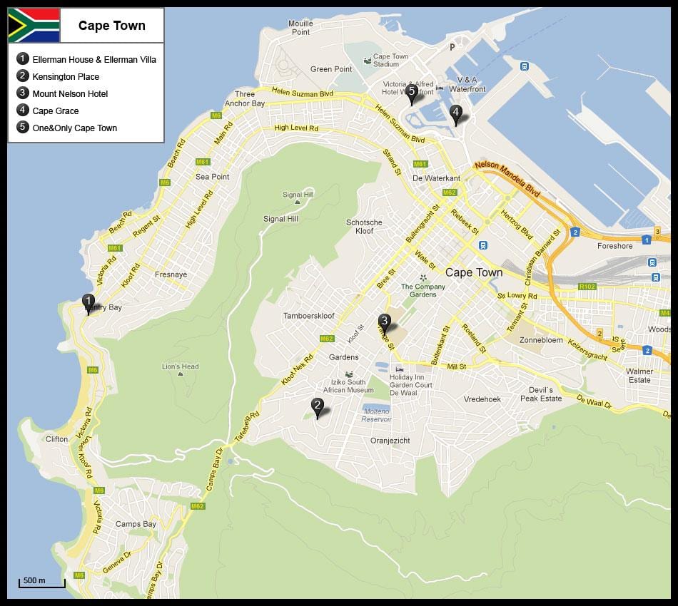 mapa del centre de Ciutat del Cap