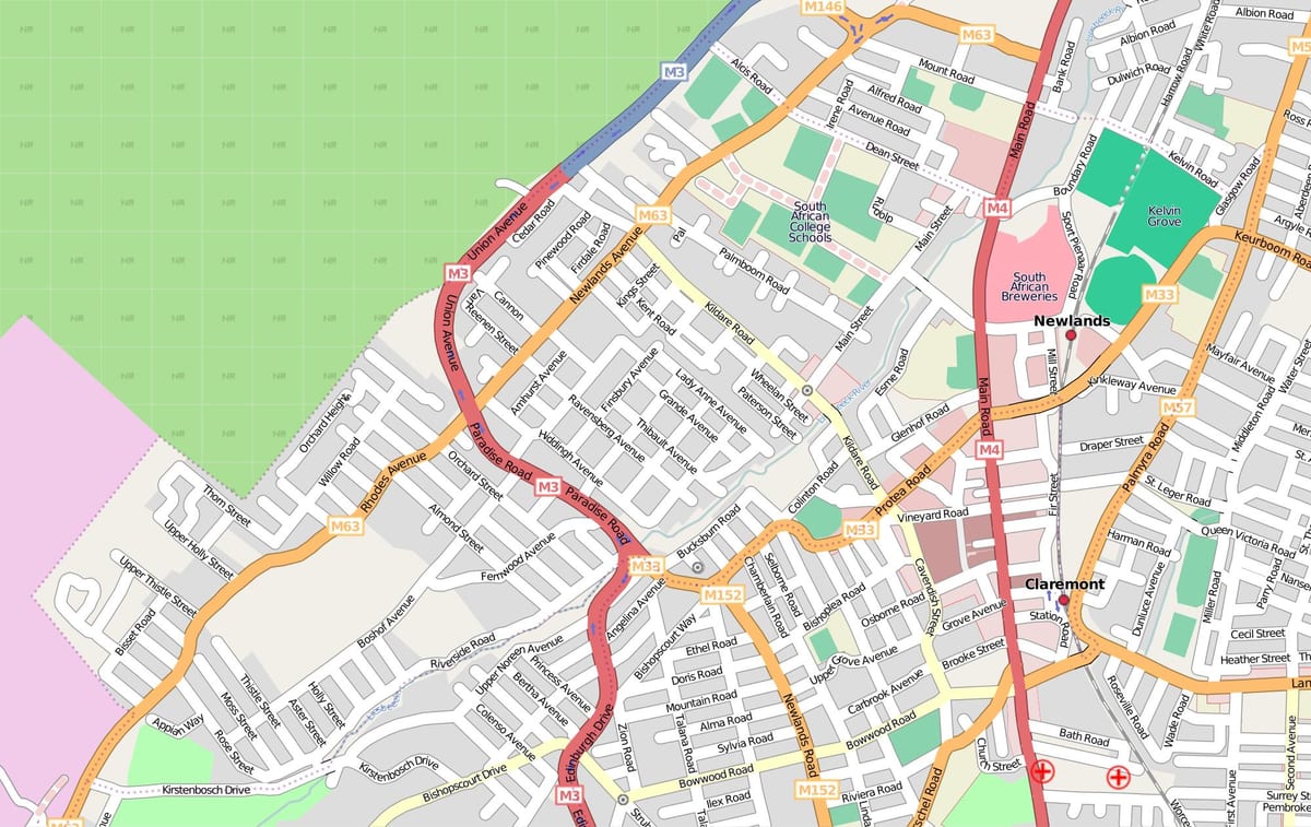 mapa de newlands Ciutat del Cap