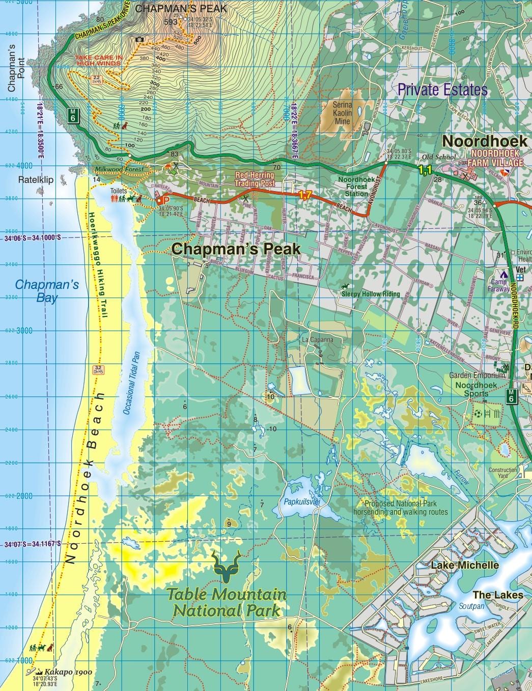 mapa de noordhoek Ciutat del Cap