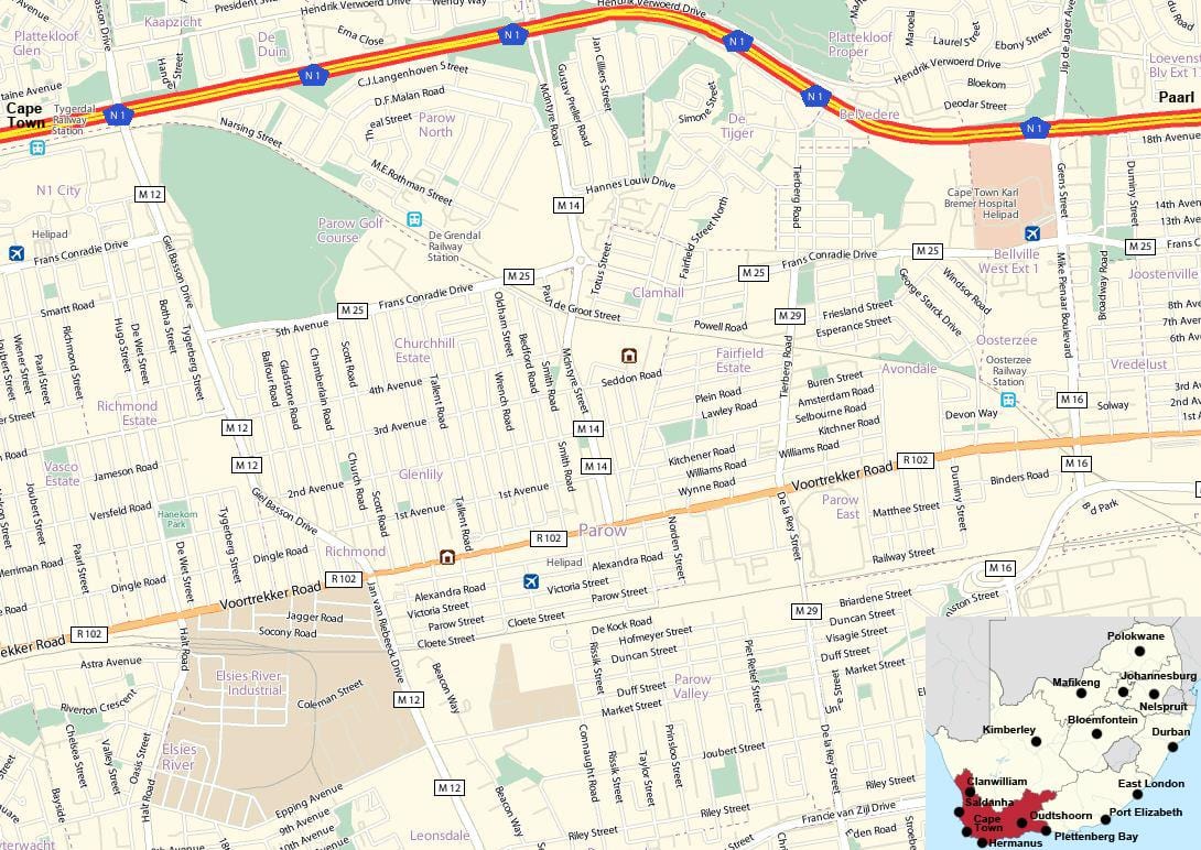 mapa de parow Ciutat del Cap