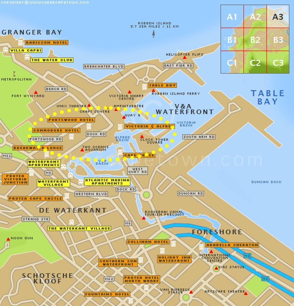 v&a Ciutat del Cap passeig marítim mapa