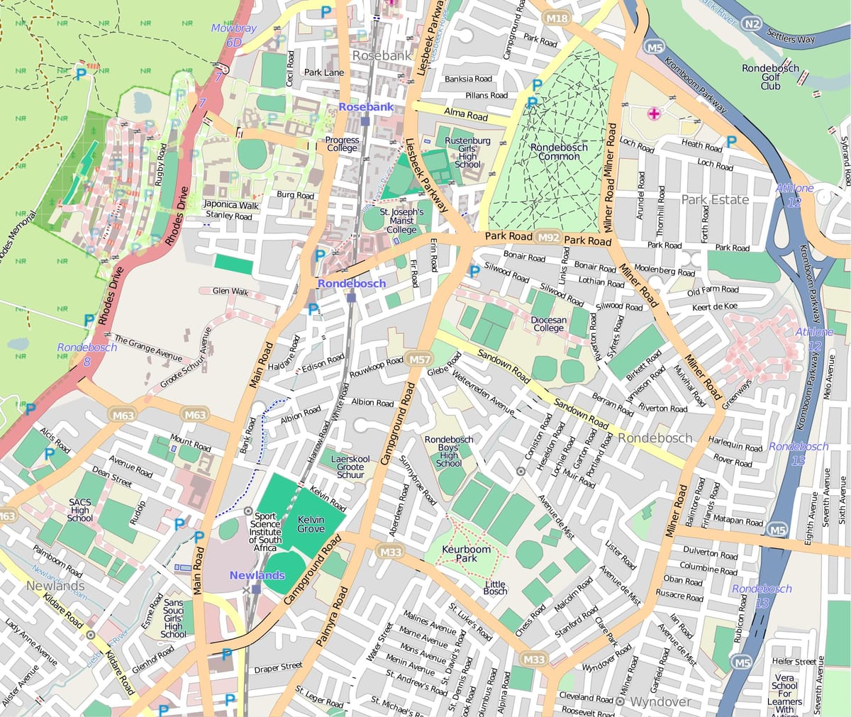 mapa de rondebosch Ciutat del Cap