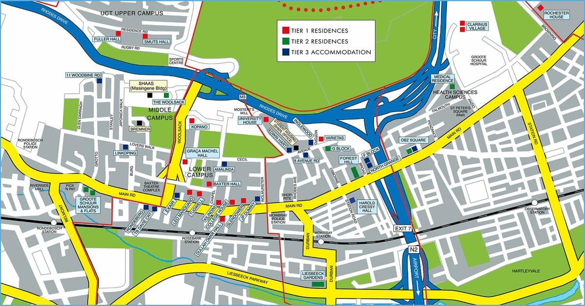 mapa de la universitat de Ciutat del Cap