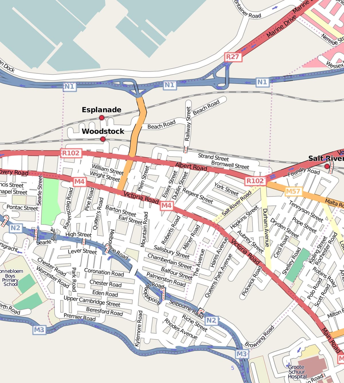 carrer mapa de woodstock Ciutat del Cap