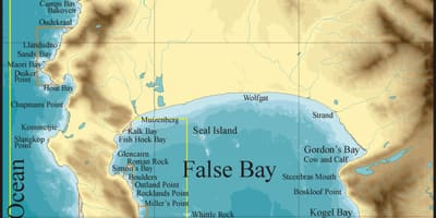 Mapa de la badia falsa Ciutat del Cap