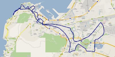 Mapa de Cape Town marató ruta 