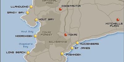 Mapa de Ciutat del Cap platges