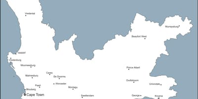Mapa de la província occidental del Cap Municipis