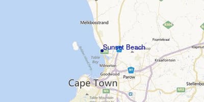 Mapa de la posta de sol a la platja de Ciutat del Cap