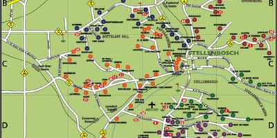 Mapa de la ruta del vi de carretera mapa de Ciutat del Cap