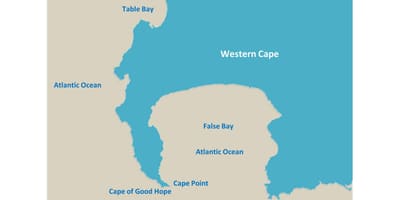 Mapa de la taula de la badia de Sud-Àfrica