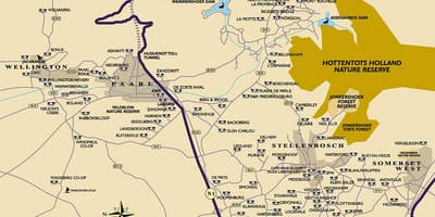 Mapa de les winelands Ciutat del Cap